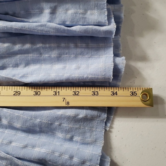 Fate Mini Dress Medium Plaid Blue White Ruffle Cap Sleeve Pockets Tiered Smocked - Picture 13 of 16